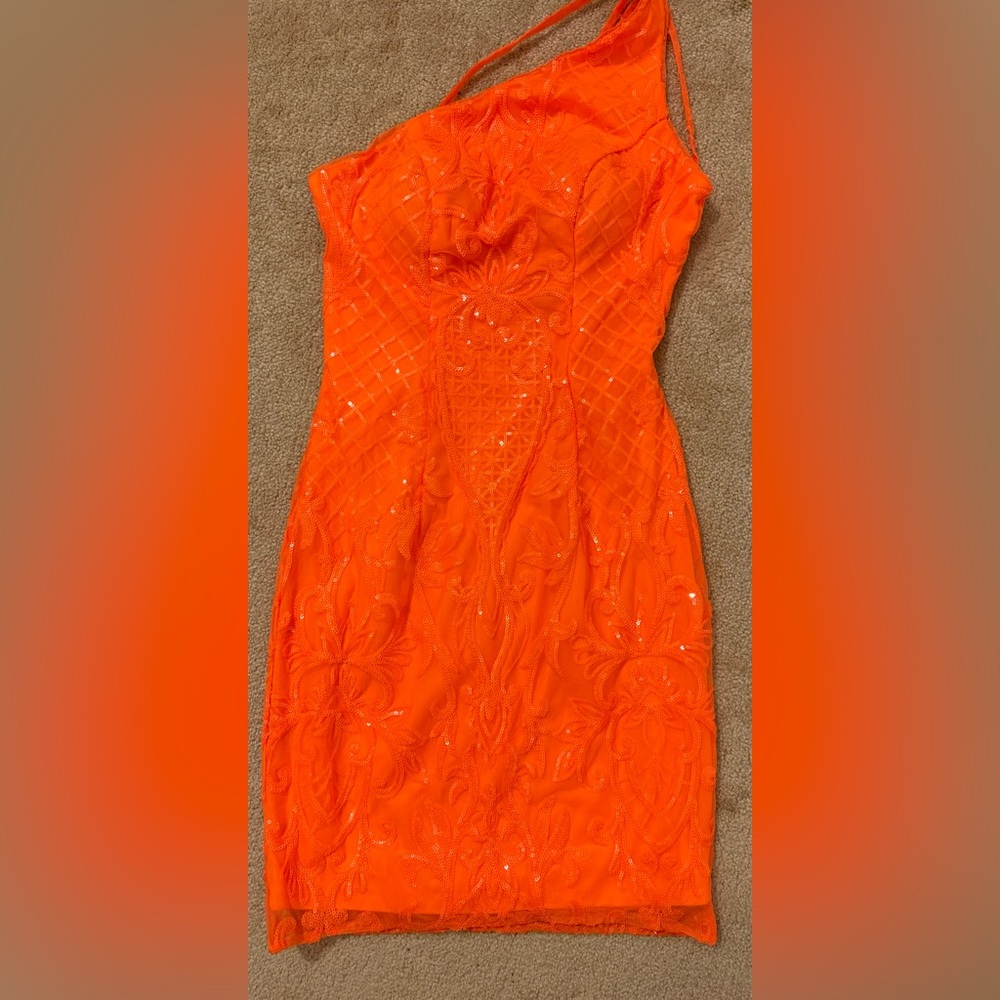 NWT PromGirl One-Shoulder Short Sequin Prom Dress Sz 4